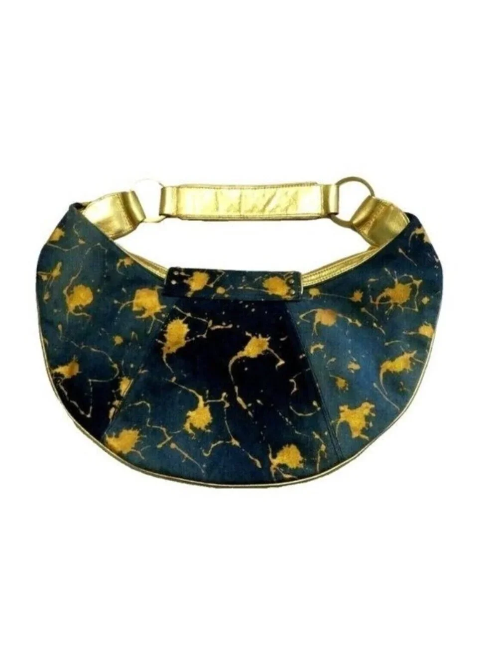 Junior Drake Hobo Sling Purse Bag Studded Denim  Urban Gold Splash Paint